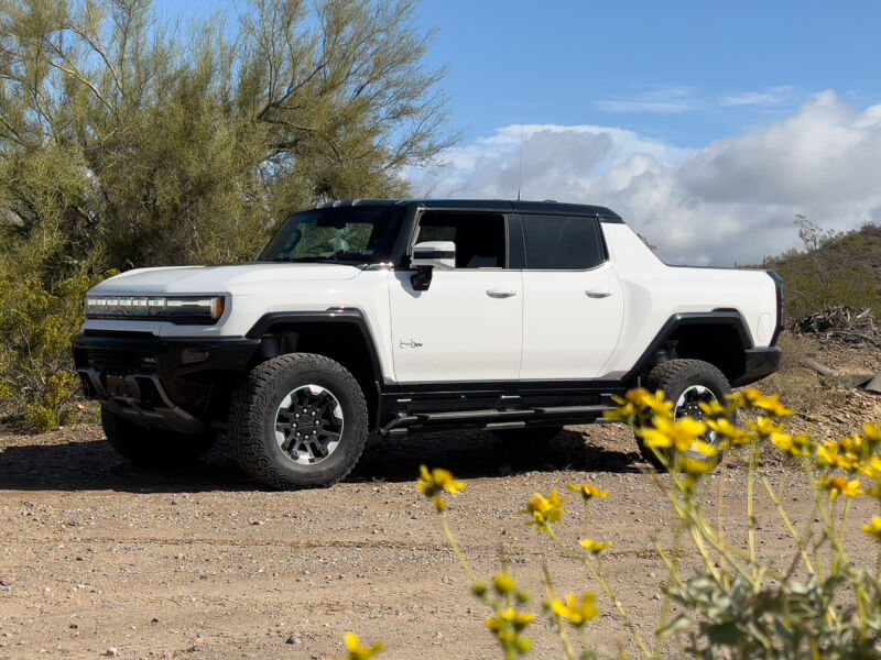 A white Hummer EV