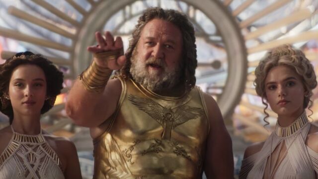 Zeus (Russell Crowe) flicks a bit too hard.