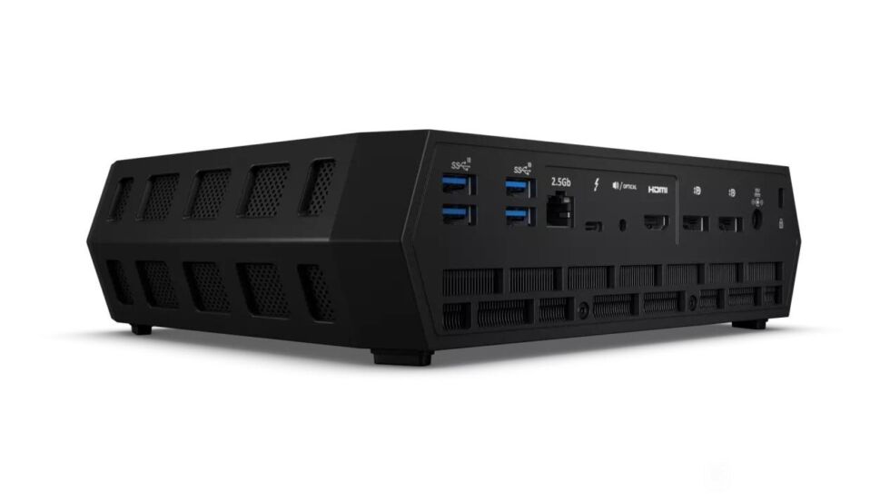 Serpent Canyon has four USB-A ports, a 2.5Gbps LAN port, a Thunderbolt 4 port, a headphone jack, an HDMI port, and a pair of DisplayPort outputs on the back.