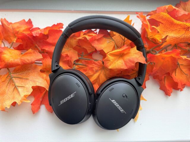 Bose's QuietComfort 45 wireless noise-canceling headphones.