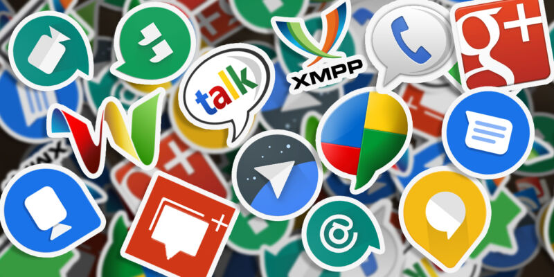 Just a few of the many Google messaging logos. Can you name them all?