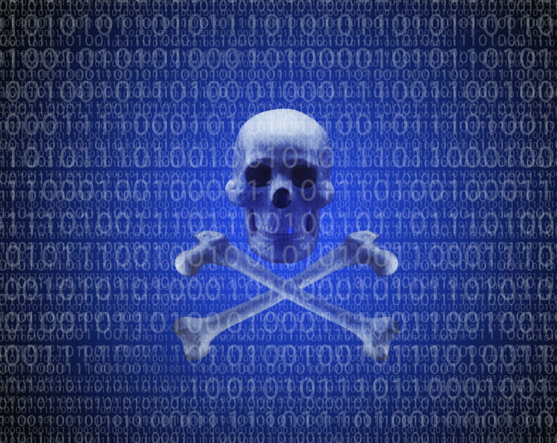 Skull and crossbones in binary code