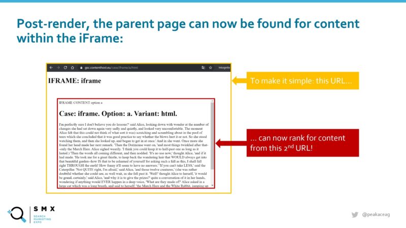 Post-render, the parent page can now be found for content within the iFrame.