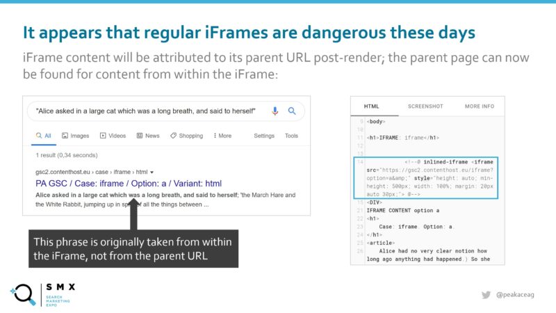 iFrame content will be attributed to its parent URL post-render.
