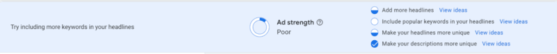 Poor ad strength