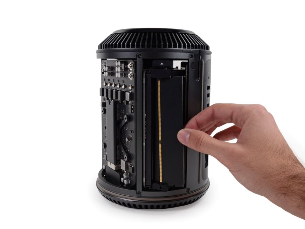 Apple's 2013 Mac Pro still supported a few niceties like user-replaceable storage and upgradeable RAM, but it languished without updates for more than half a decade. Apple eventually reversed course on the design, but it was a major misstep.