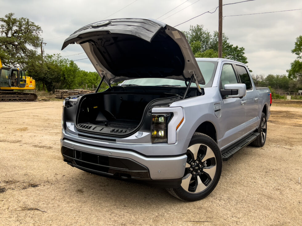 The F-150 Lightning has a very useful locking frunk with inbuilt power.