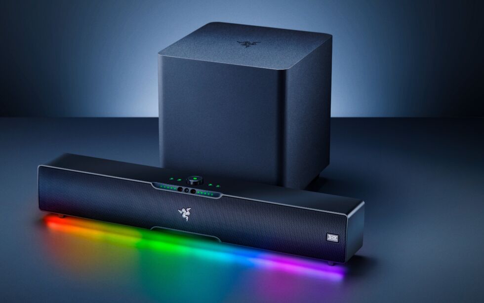 The soundbar is 23.6×4.5×3.5 inches, and the subwoofer is 10.2×11.6×10.2 inches.