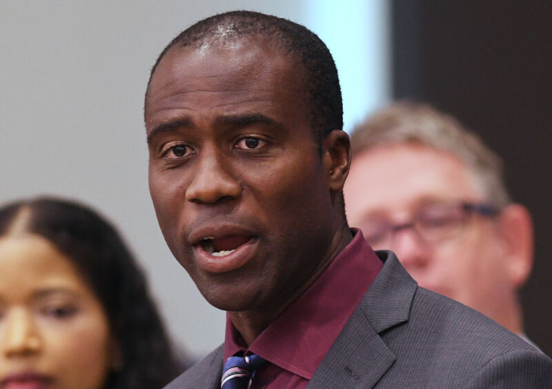 Florida Surgeon General Joseph Ladapo speaks at a press conference in Rockledge, Florida, on August 3, 2022.