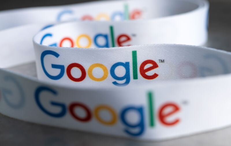 A lanyard with the Google logo