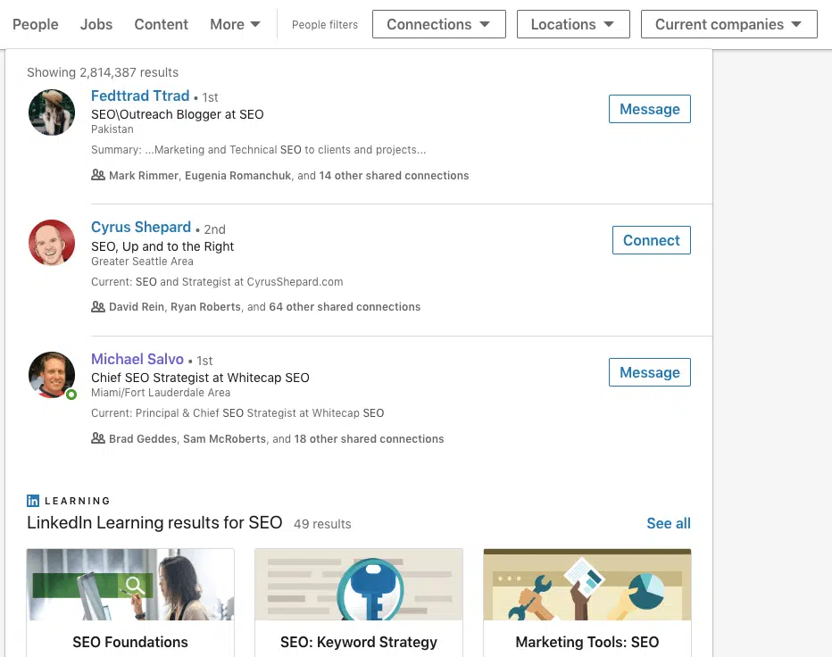 Finding LinkedIn SEO keywords - step 2