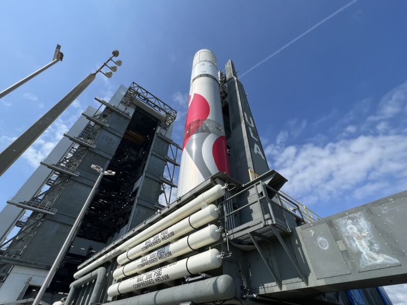 ULA's Vulcan rocket rolls to the launch pad on Thursday morning.