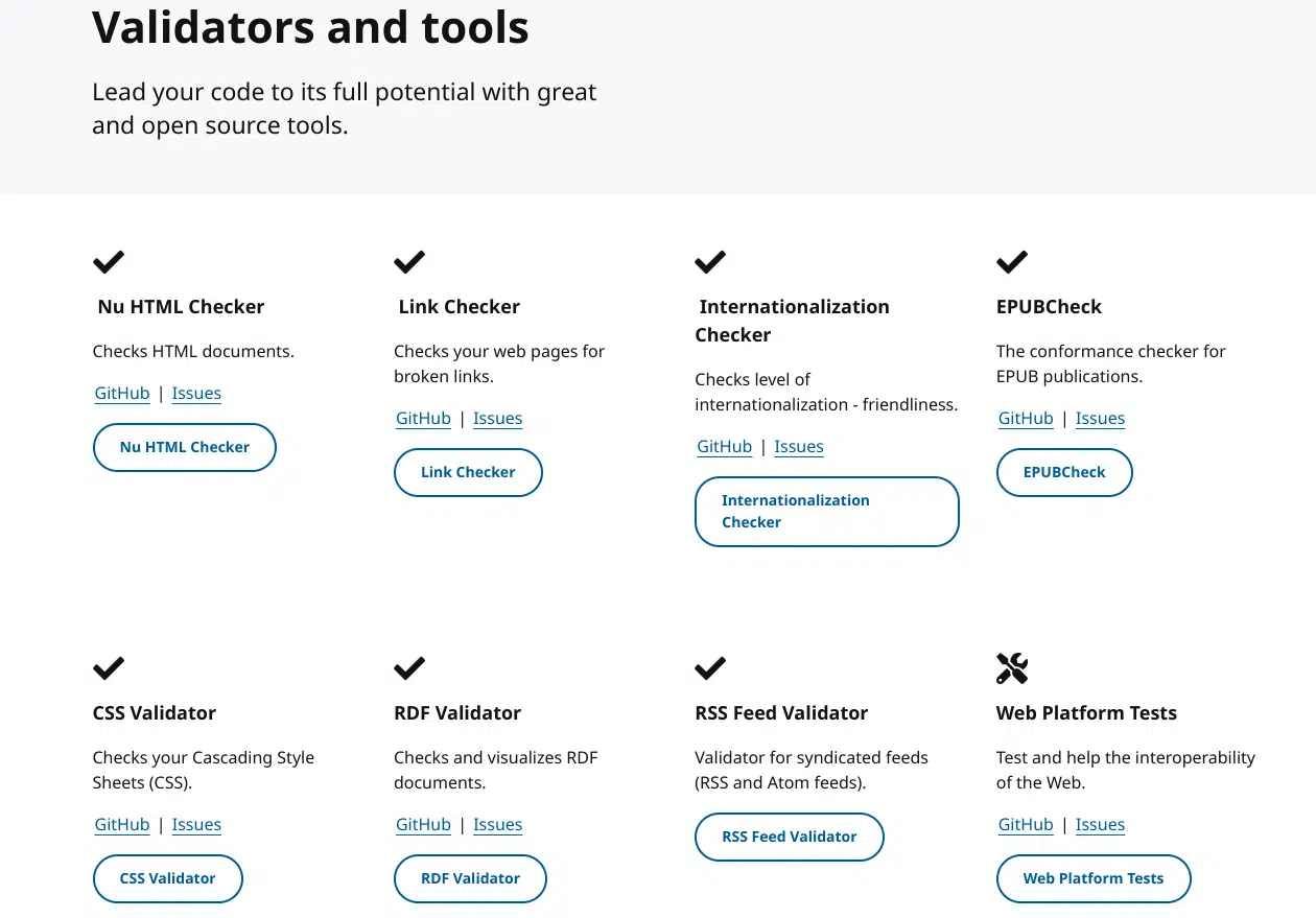 Validators and tools