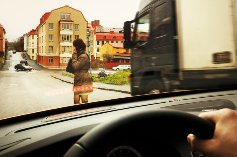 A Volvo driver gets an emergency braking alert