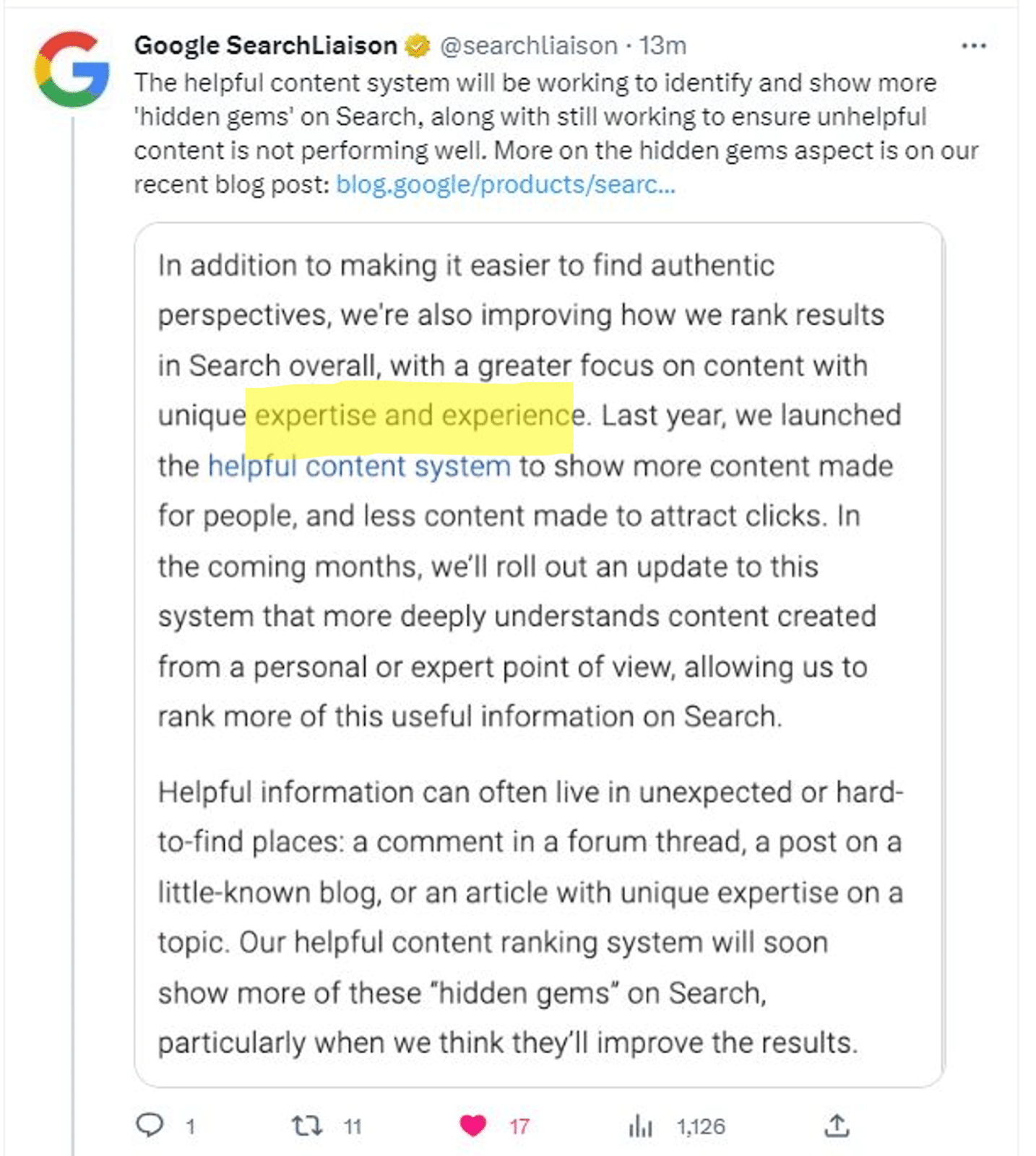 Google tweet