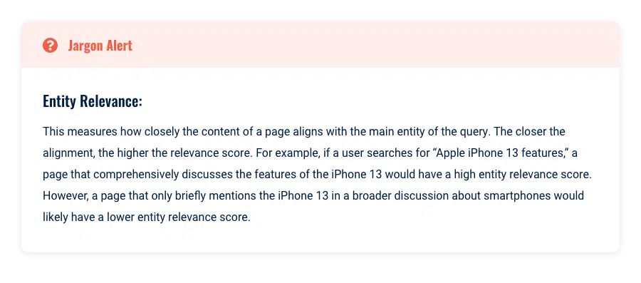 Jargon alert - entity relevance