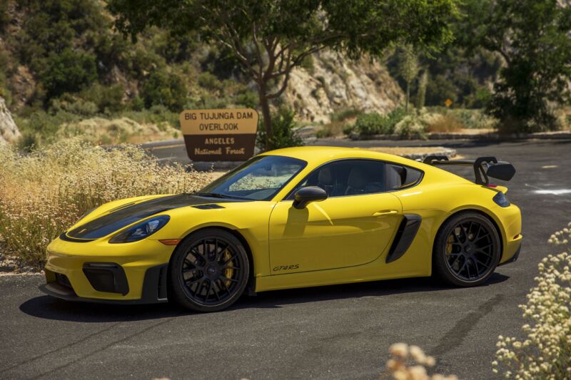 A yellow Porsche Cayman GT4 RS