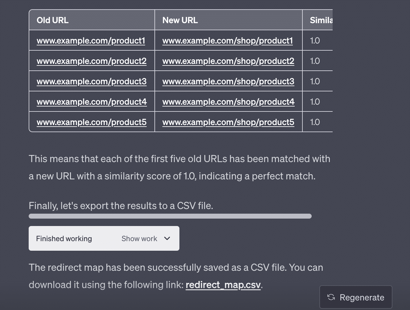 ChatGPT code interpreter - Redirect mapping