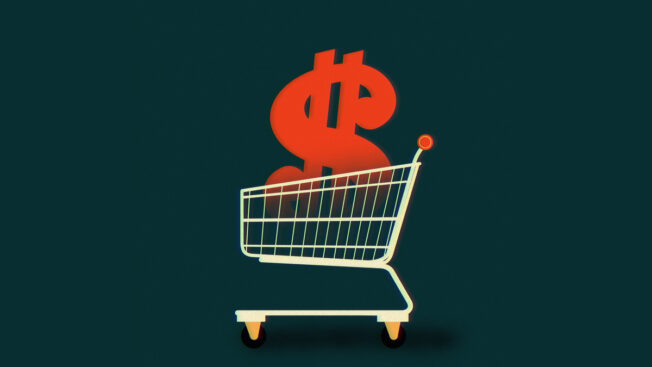 illustration of a cart with a red dollar sign in it