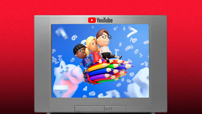 a screen with a youtube frame showing a cartoon