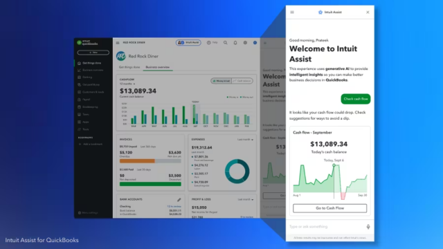 A promotional image of Intuit Assist in QuickBooks.