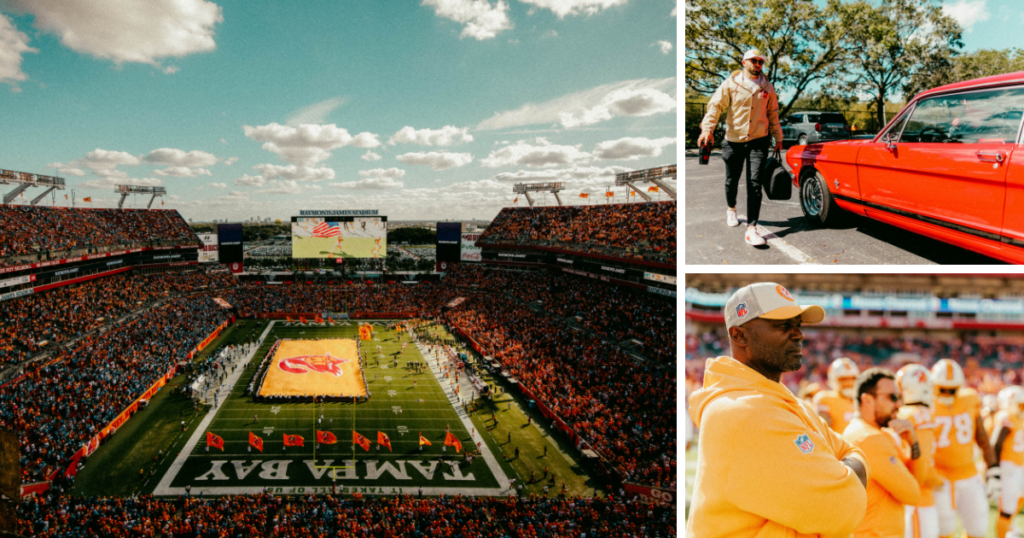 The Tampa Bay Buccaneers' Raymond James Stadium in its retro creamsicle colors