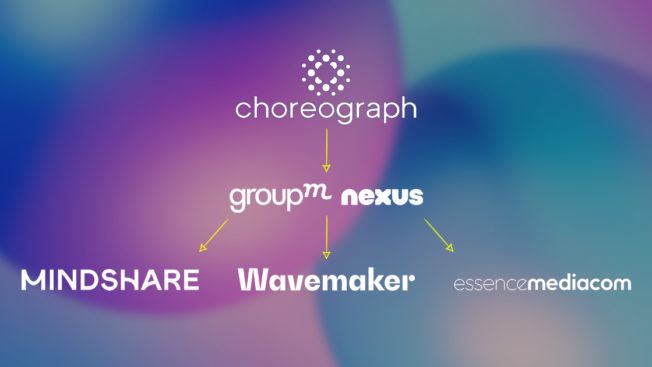 A graphic shows the organizational structure within GroupM