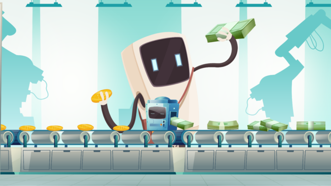 robot making money