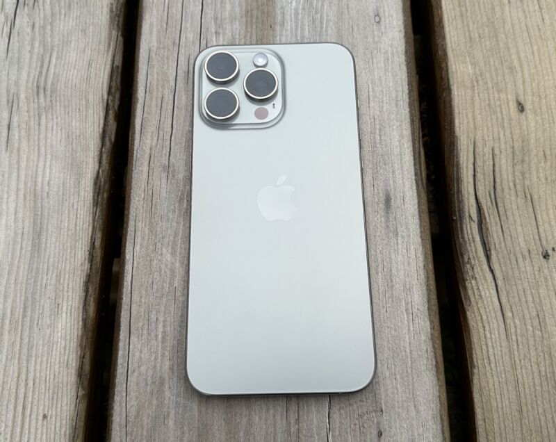 The iPhone 15 Pro Max with three cameras