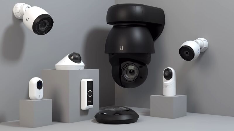 an assortment of ubiquiti cameras