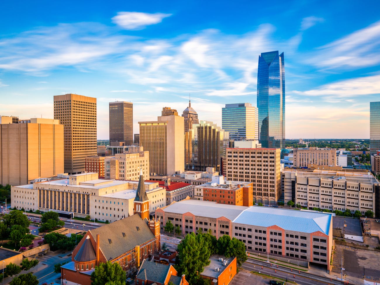 Oklahoma City, Oklahoma, downtown skyline in the late afternoon.