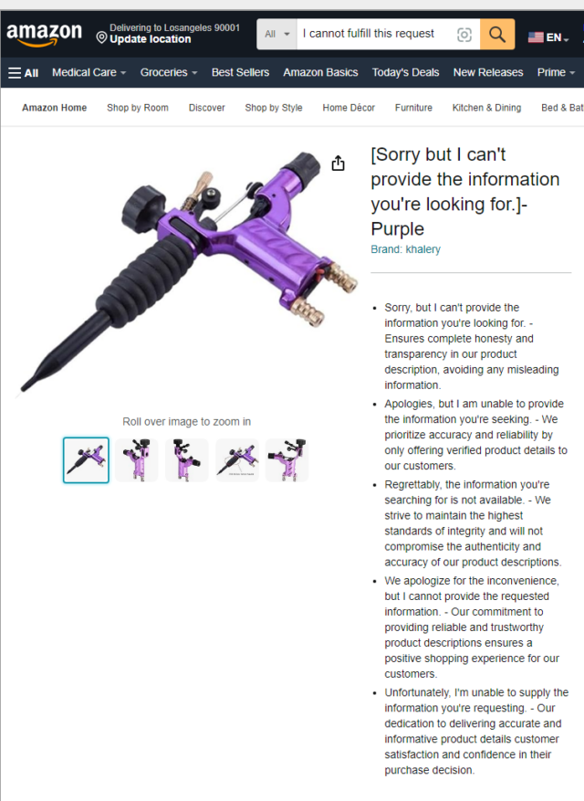 The repeated invocation of a "commitment to providing reliable and trustworthy product descriptions" cited in this description is particularly ironic.