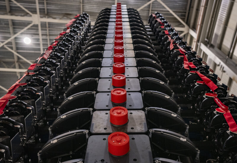 A batch of Starlink satellites prior to launch