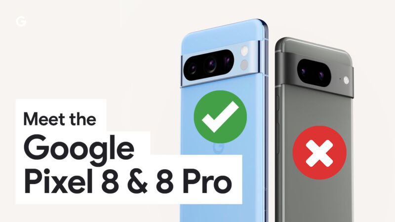 The bigger Pixel 8 Pro gets the latest AI features. The smaller model does not. 