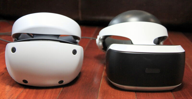 PSVR2 (left) next to the original PSVR.