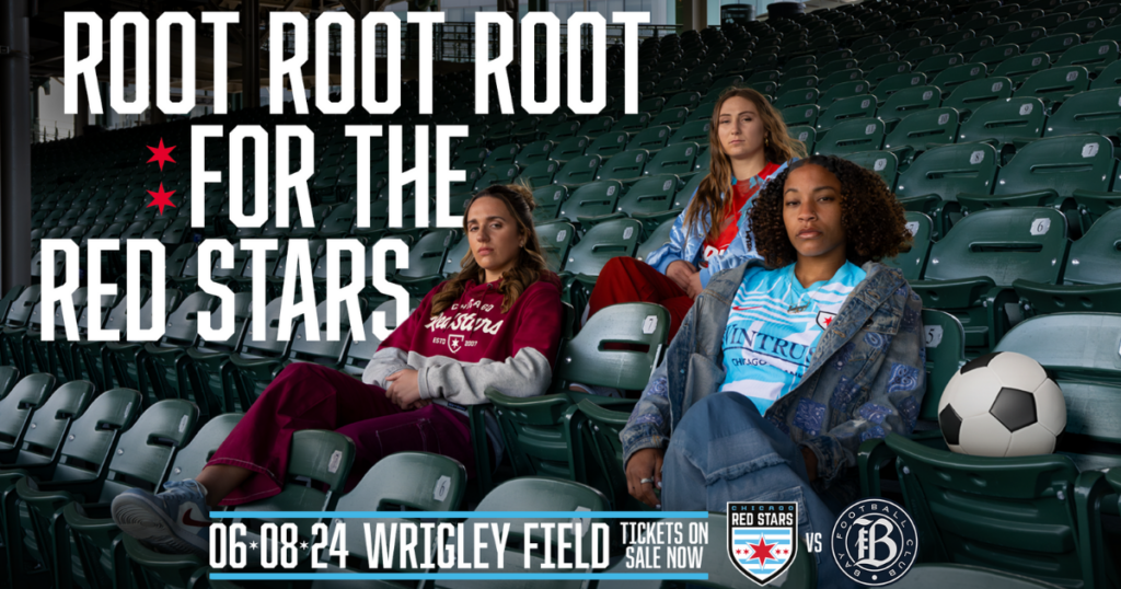 A billboard for the Chicago Red Stars' Wrigley Field campaign