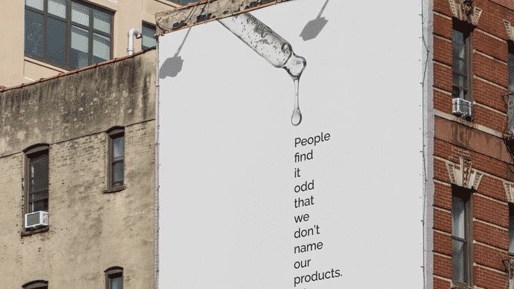 Gif of OOH campaign highlighting simplicity of products from The Ordinary