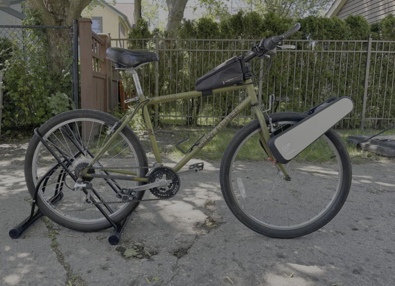 Clip attached to a mountain bike