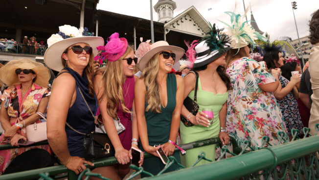 Fans on the rail at the Kentucky Derby