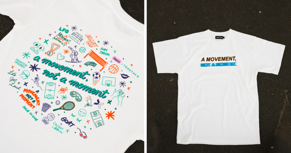 T-shirts that read "A movement, not a moment."