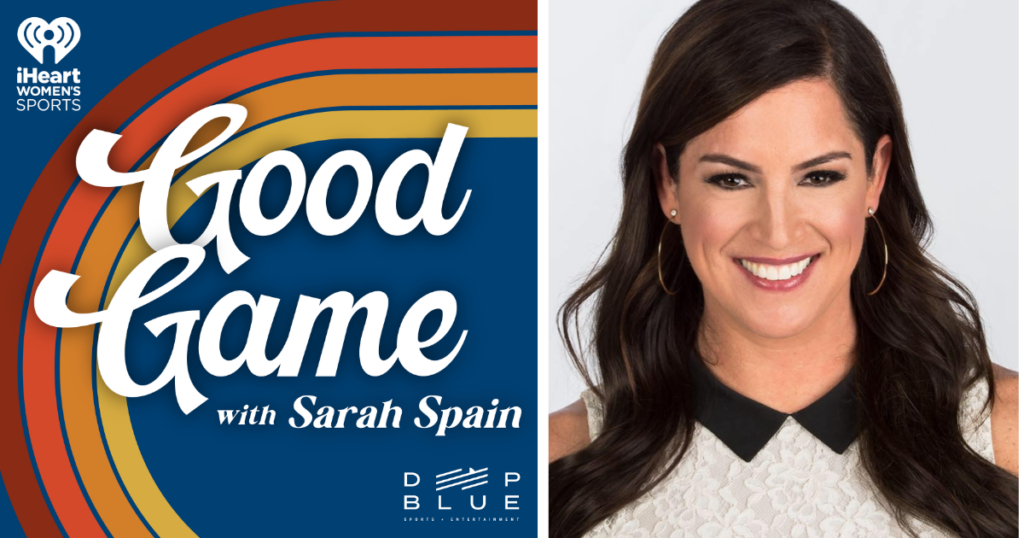 A logo for host Sarah Spain's Good Game podcast