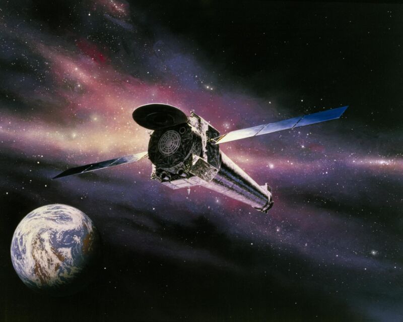 Artist's illustration of the Chandra X-ray Observatory.