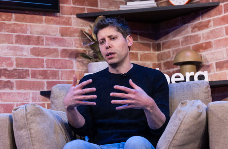 Sam Altman, chief executive officer of OpenAI, during an interview at Bloomberg House on the opening day of the World Economic Forum (WEF) in Davos, Switzerland, on Tuesday, Jan. 16, 2024.