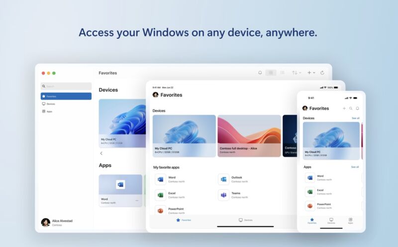 The Windows App runs on Windows, but also macOS, iOS/iPadOS, web browsers, and Android.