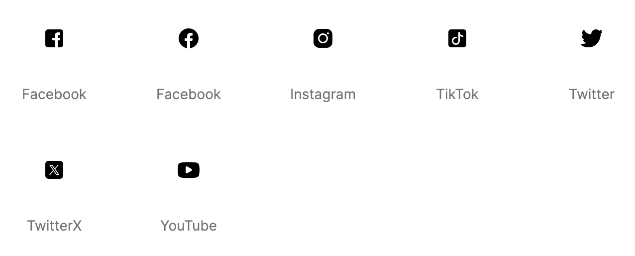 Collection of simple black and white social media icons with minimal design.