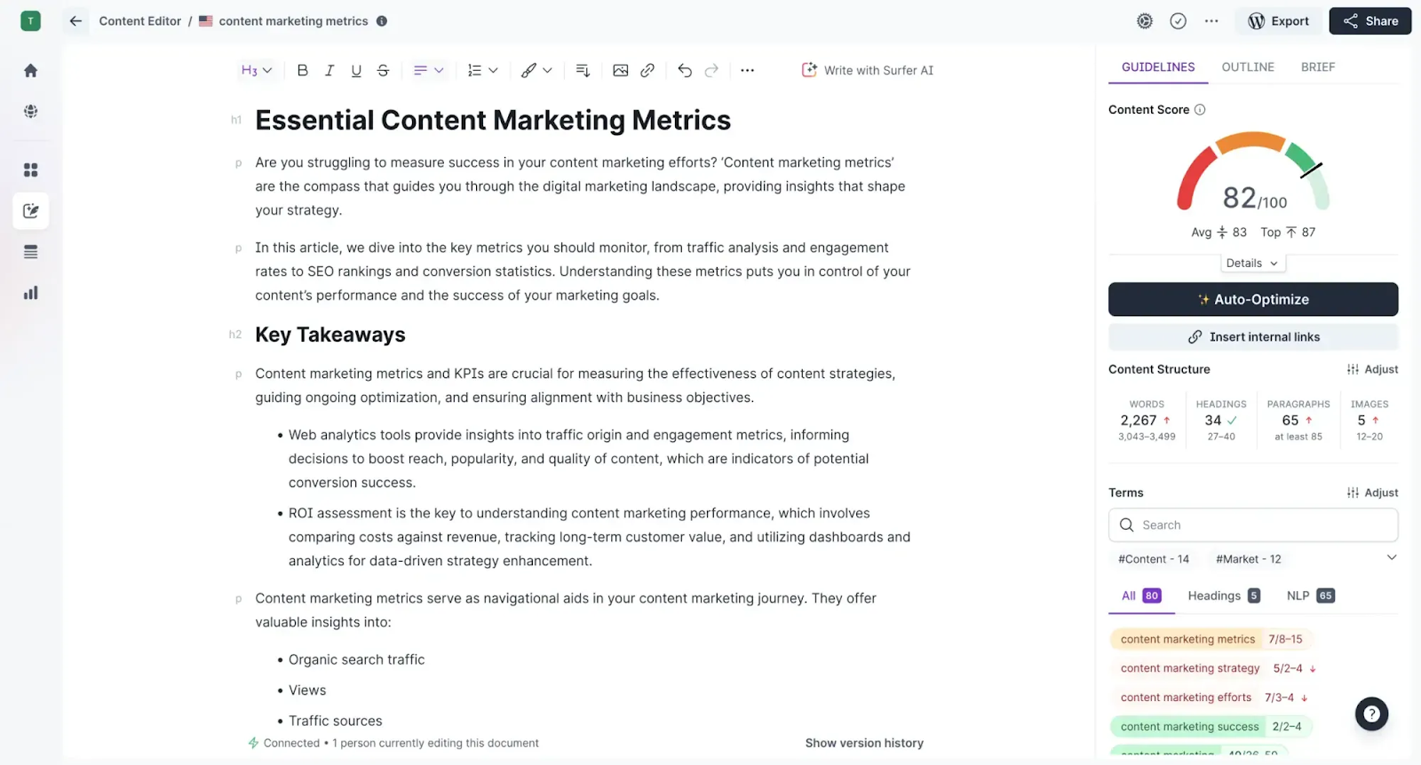 Content grader in Surfer SEO