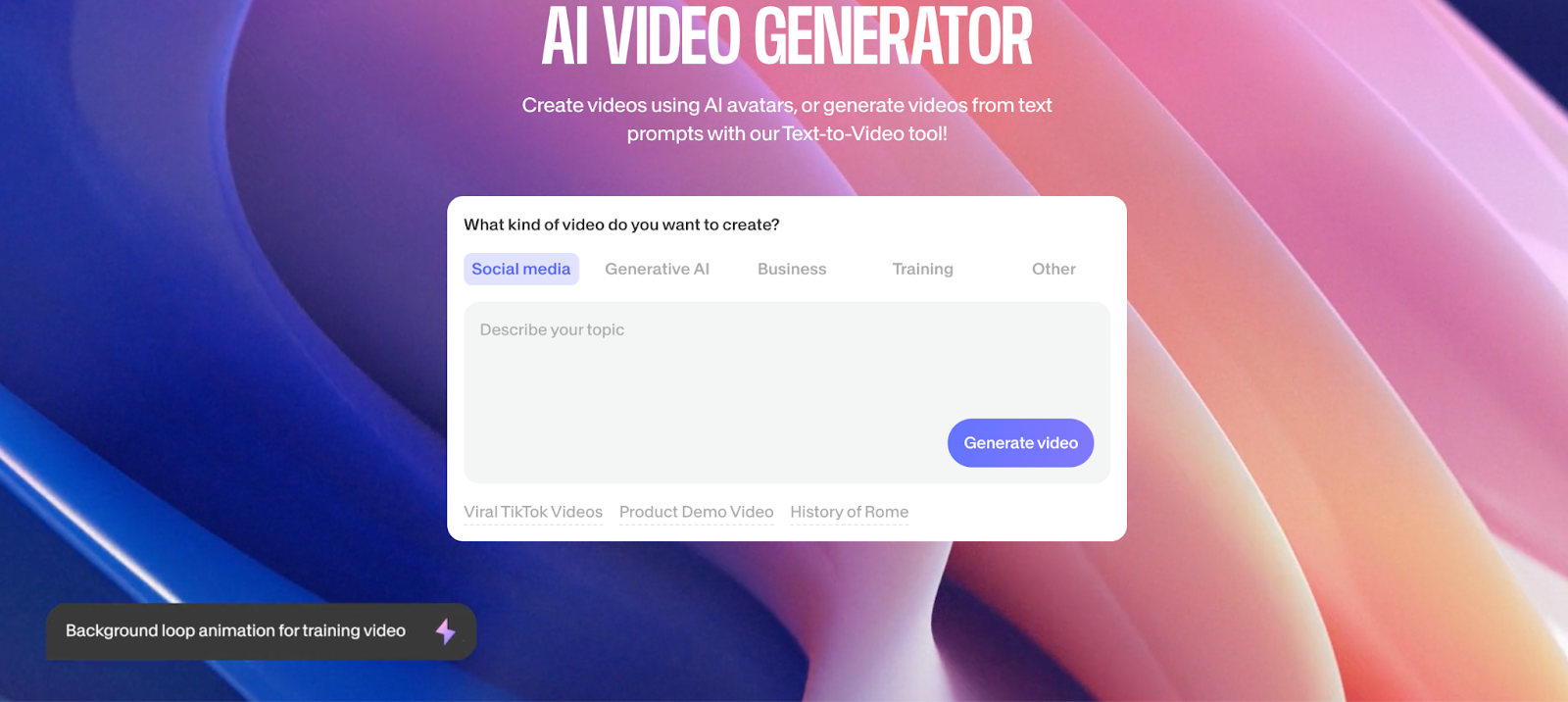 VEED's AI video generator prompt form