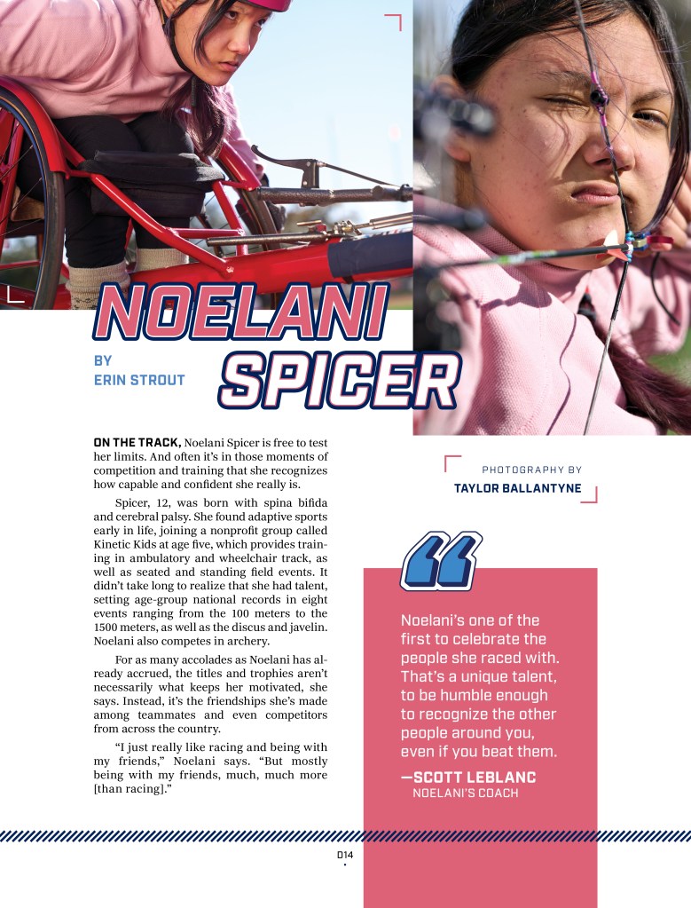 Noelani Spicer a track and field para-athlete from San Antonio is one of the sports stars profiled in the magazine.