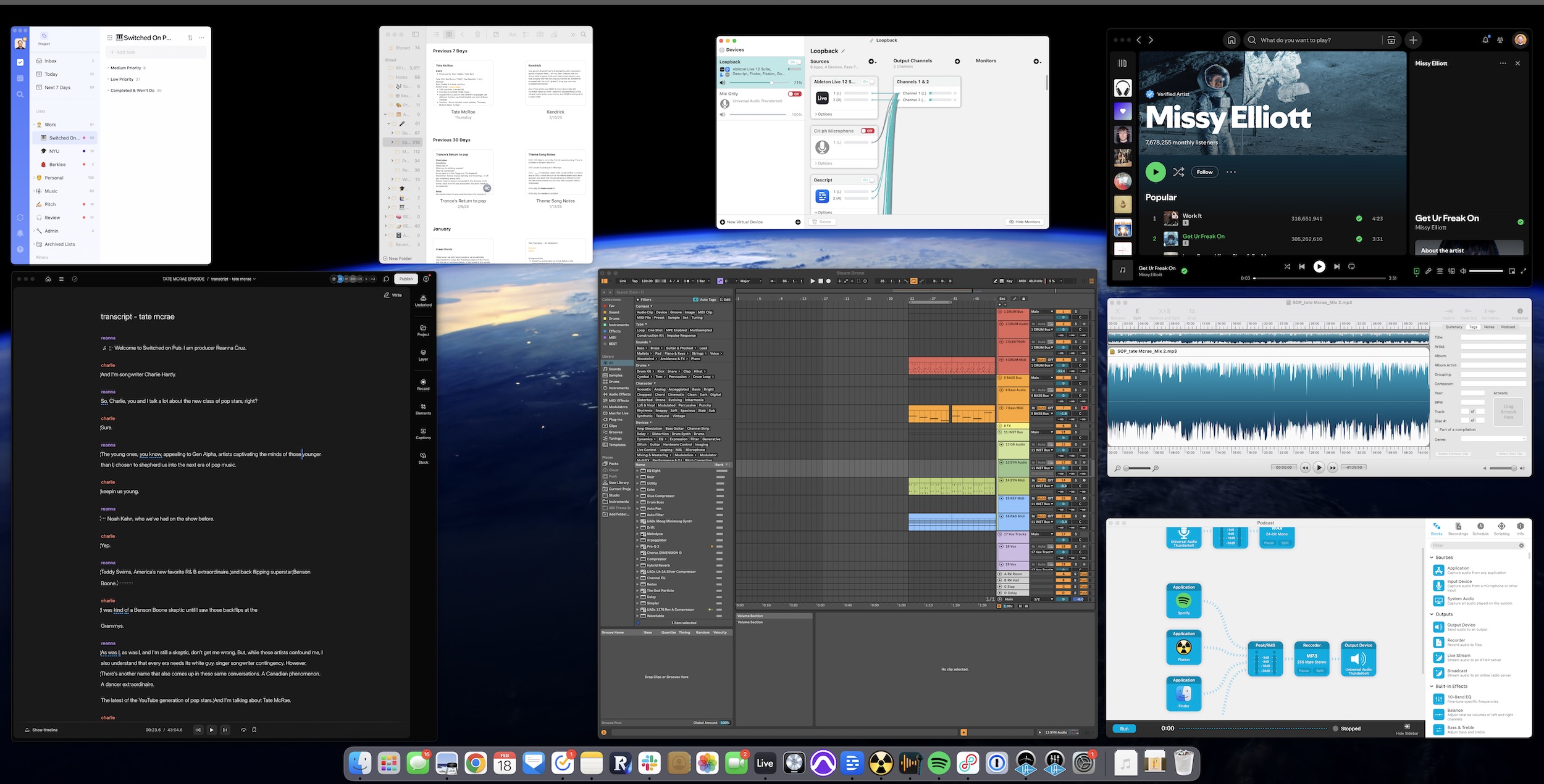 A Mac desktop with several apps open.