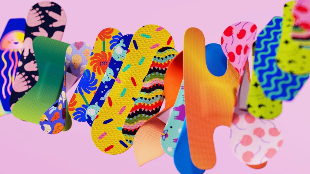 colorful bandages with fun designs by Welly